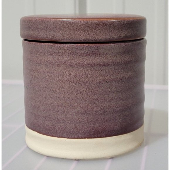 Threshold Brown Ceramic Bathroom Organizer Canister 4.25" Tall & 4" Diameter - Picture 1 of 6